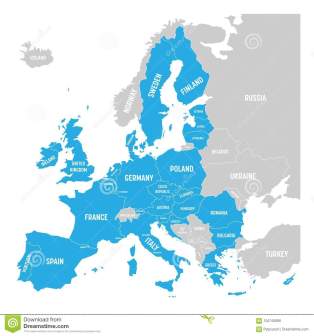 el-mapa-político-de-europa-con-azul-destacó-unión-europea-ue-estados-miembros-ejemplo-plano-simple-del-vector-104745090